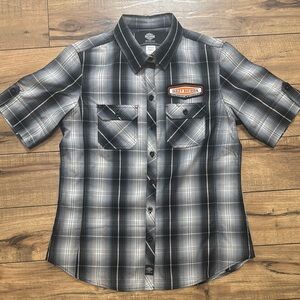 Harley-Davidson Black and Gray Casual Button Down Shirt